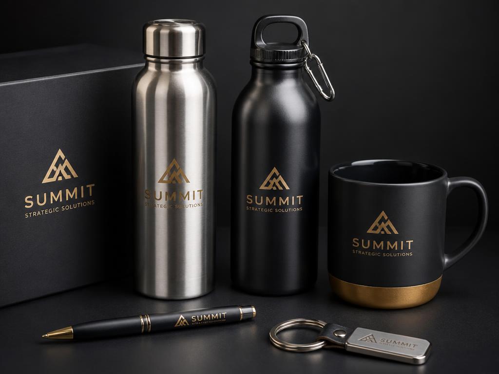 Garrafas, squeezes, canecas, canetas e chaveiros personalizados como brindes corporativos